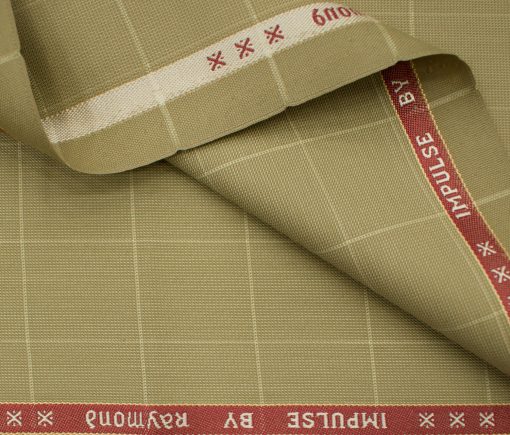 Raymond Men's Polyester Viscose Checks  Unstitched Suiting Fabric (Beige)